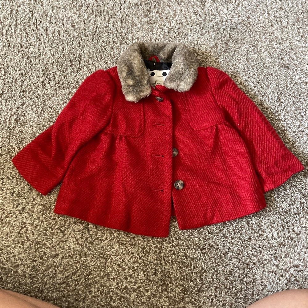 Baby girls Cherokee red winter coat size 12 months